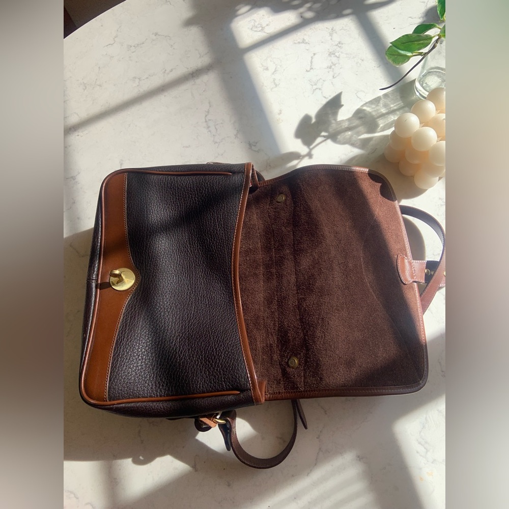 Dooney & Bourke Dark Brown and Chestnut Leather Crossbody Satchel Vintage - Picture 7 of 11